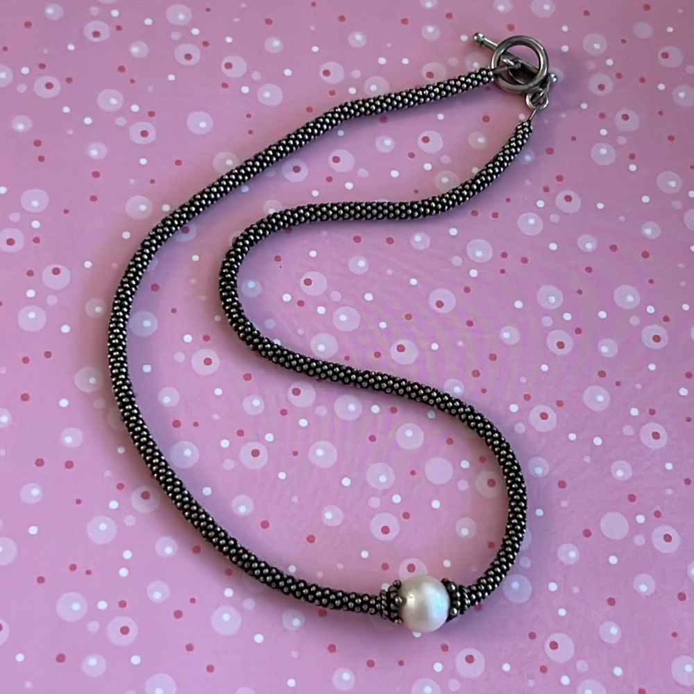 Valerie Long 15” sterling necklace with single fresh water pearl sterling clasp - Picture 5 of 8
